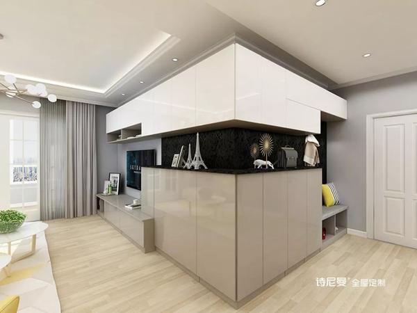 包围利用一个转角,玄关柜 电视柜完美衔接.