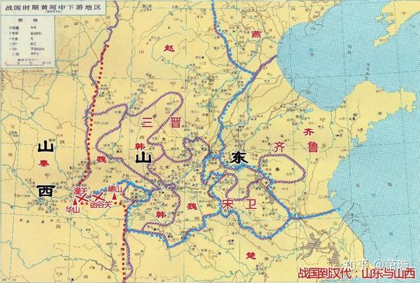 战国七雄:秦与"山东六国"|底图:郭沫若主编《中国史稿地图》