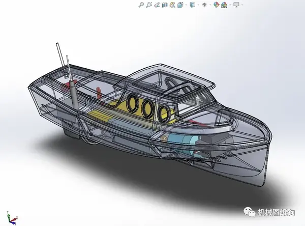 海洋船舶gloria355rc遥控船模3d数模图纸solidworks设计附step