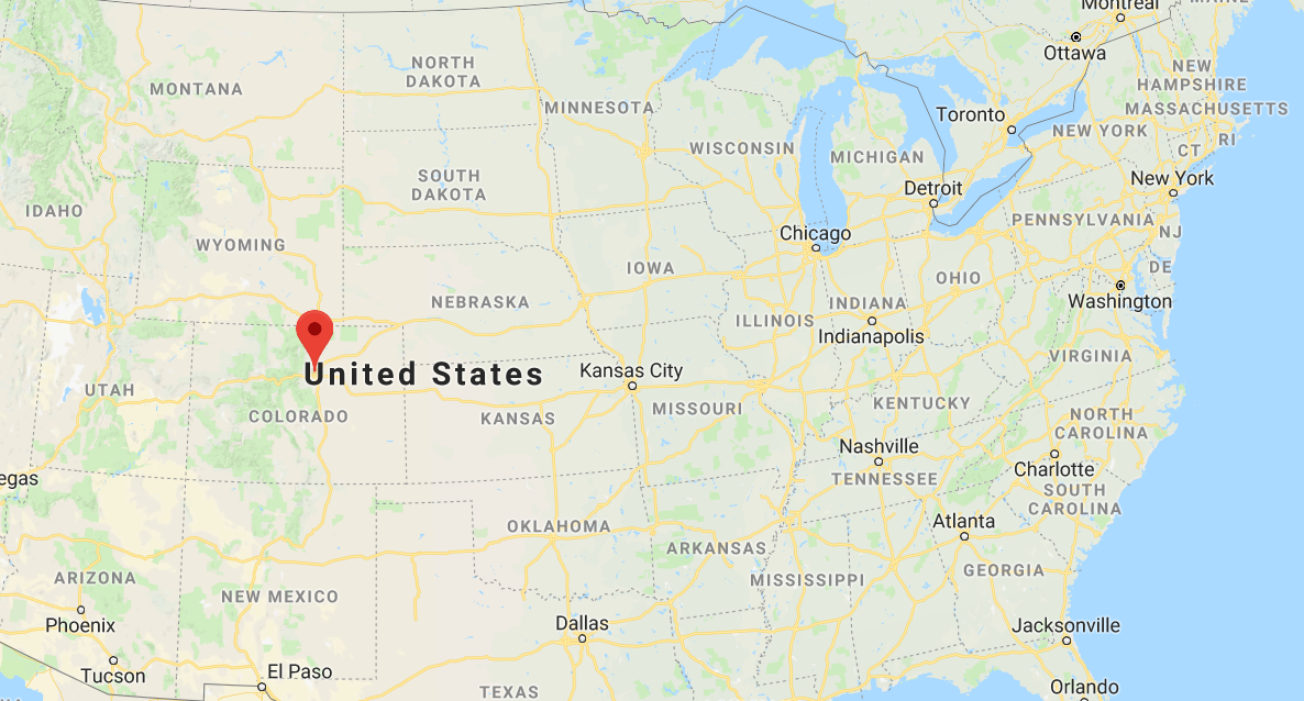 位于中部科罗拉多州的丹佛和东部的纽约相差大半个美国.googel map
