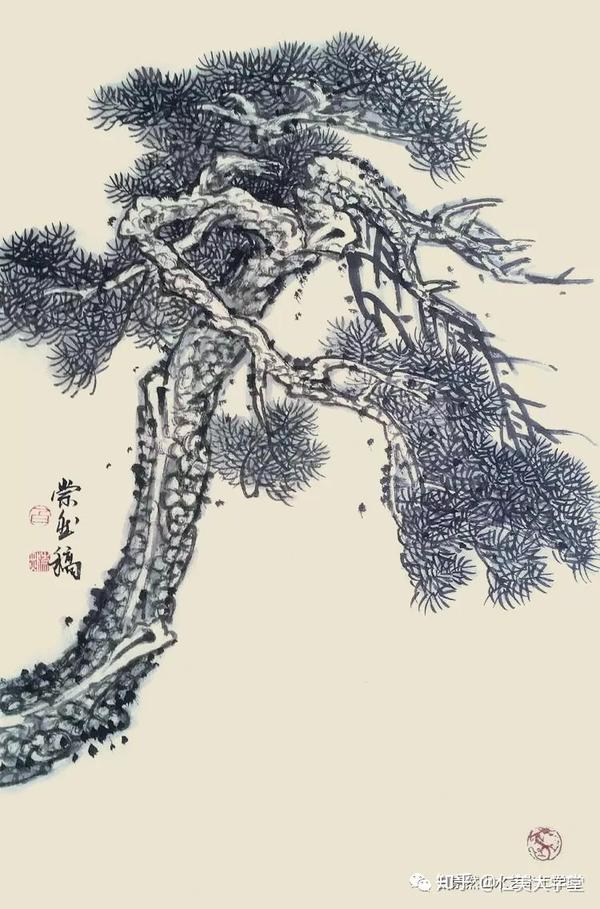 【连载】值得收藏的88种国画松树画法课稿(三)