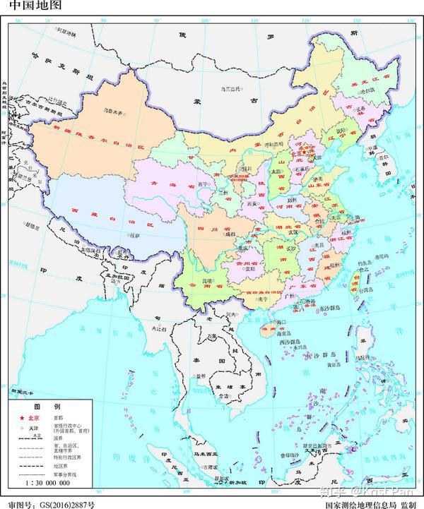 我们平时看到的中国地图是这样的(来源:中国地图):     在google图片