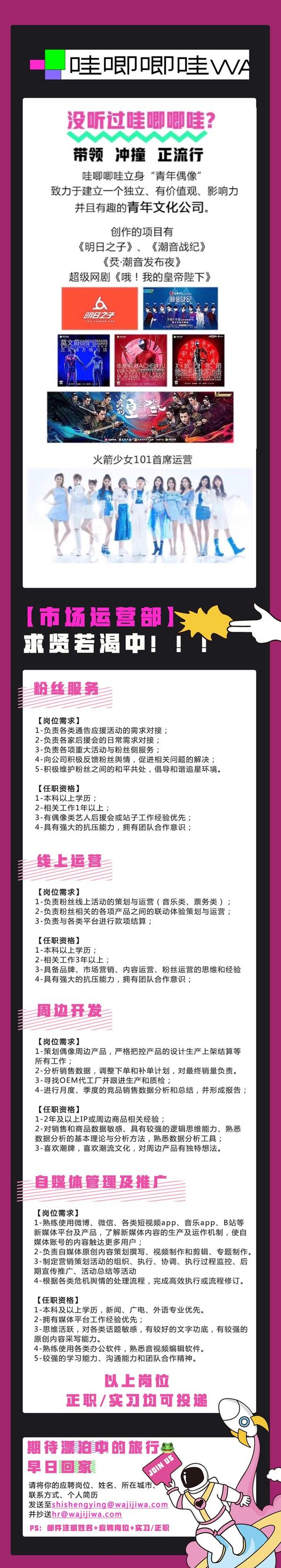 20190222影视传媒行业招聘哇唧唧哇乐华娱乐田亮叶一茜灿亮柒号腾讯影