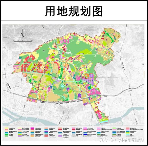 先根据以上规划图的颜色分布,简要分析一下科学城几个板块以后会发展