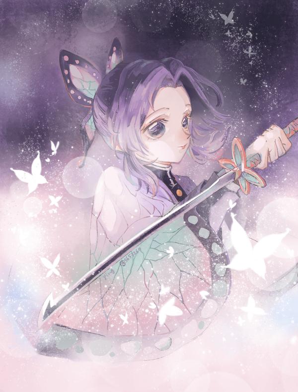 「鬼灭之刃」化作紫藤花.