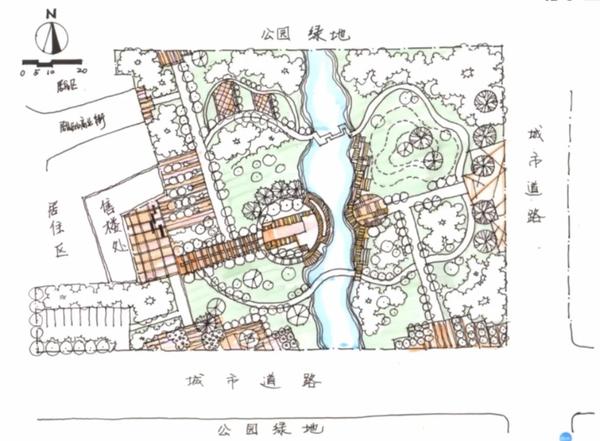 4 总平面图表现步骤 线稿要点:画出红线,周边保留建筑,主要道路,硬质