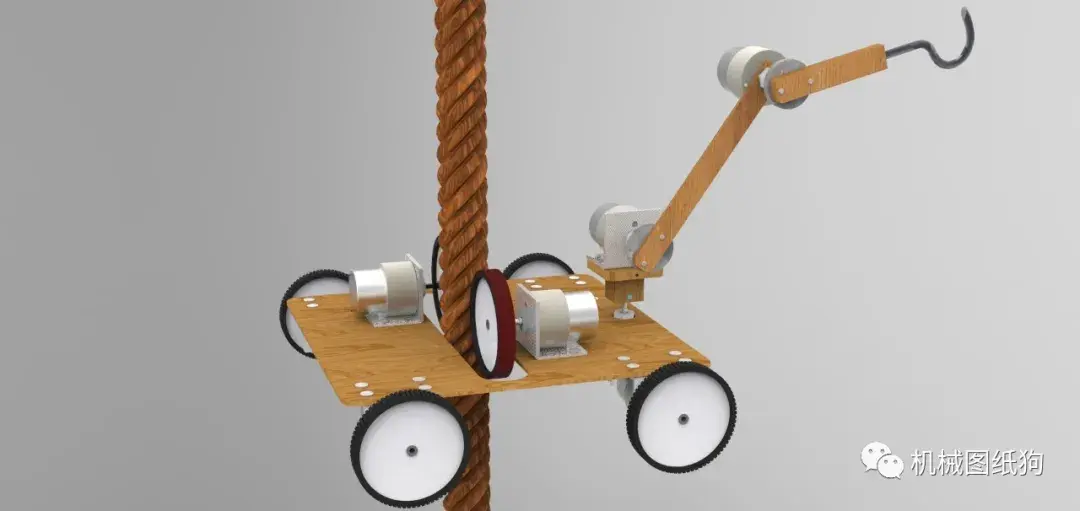 机器人绳索升降小车爬绳机器人3d图纸step格式