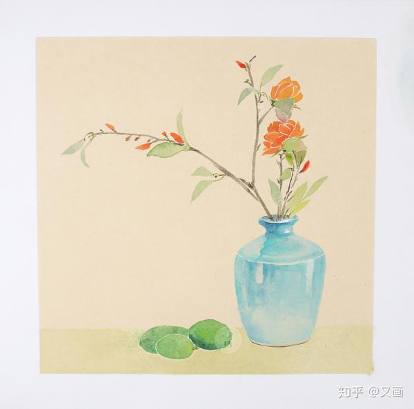 国画小品文艺插花小景国画偏写意没骨法