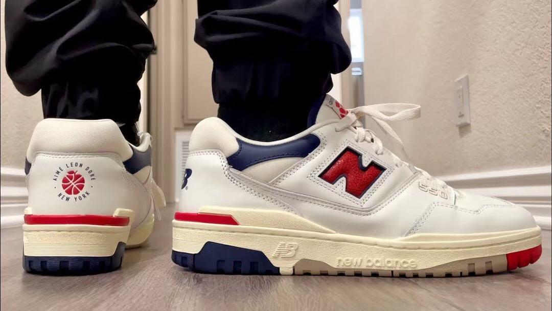 新百伦new balance 550 x aime leon dore 米白深灰联名运动鞋