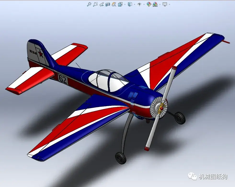 飞行模型yak55m固定翼飞机模型3d图纸solidworks设计