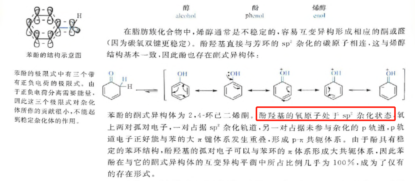 为什么苯酚中的氧是 sp 杂化,而苯胺中的氮是 sp 杂化?