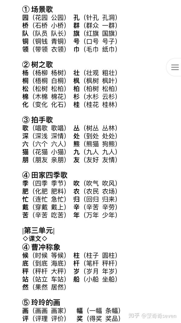 部编版二年级《写字表》组词——非常实用