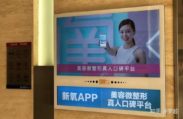 最近我注意到,小区电梯广告出现了一个熟悉的品牌:互联网医美app新氧.