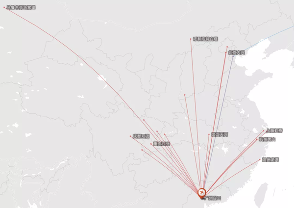 总的来说由于深航的存在,国航在广州的航线不像上海和成都那么密集