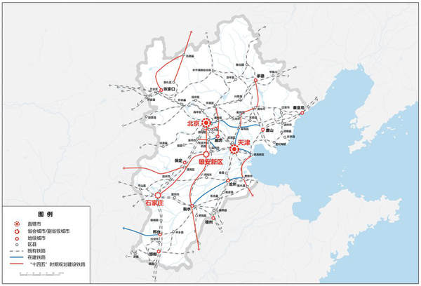 京津冀地区轨道交通规划图