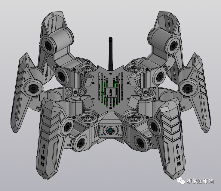 机器人hexapodaiwm六足爬行机器人造型3d图纸stp格式