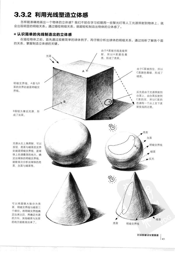 素描绘画怎么塑造物体立体感?光源与投影的关系!