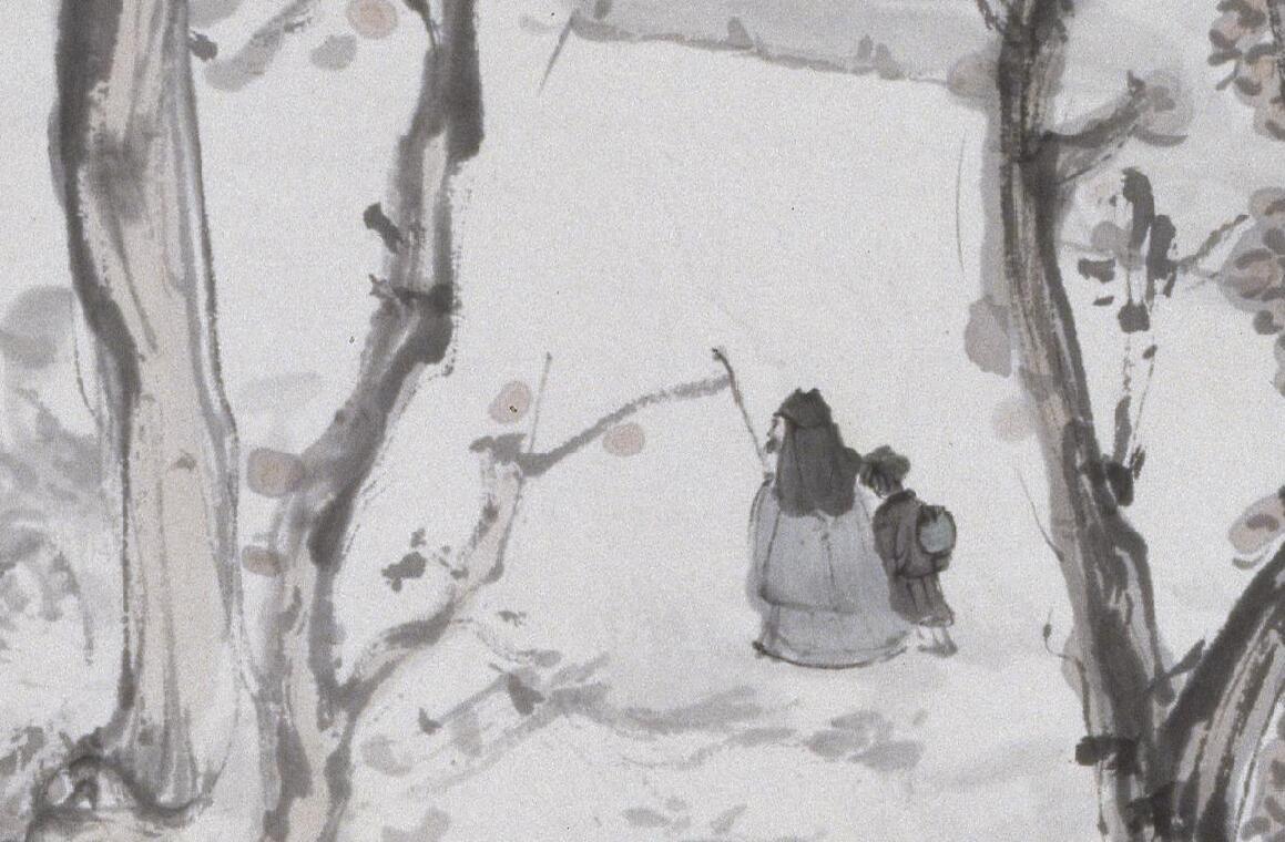 傅抱石雪景山水人物图从画面渗透出寒气