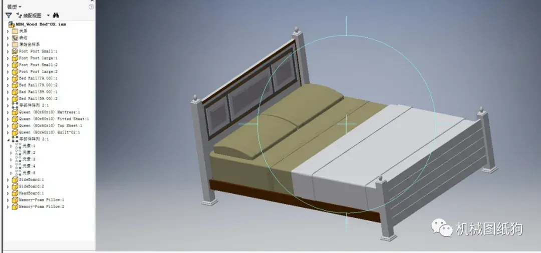 【生活艺术】mdh country普通床模型3d图纸 inventor设计 附stp