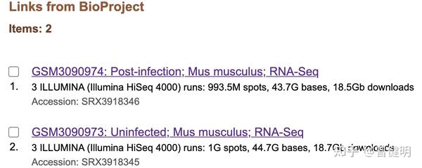 在ncbi的sra数据库如下,是两个样品的10x的单细胞转录组原始数据