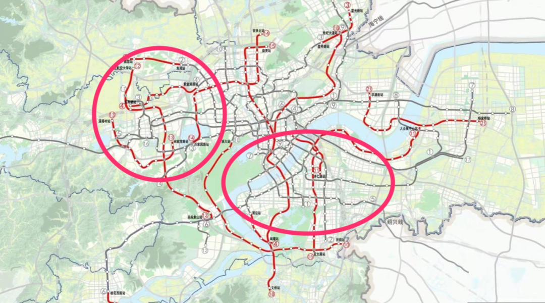杭州地形及城市格局分布示意 在杭州土地空间非