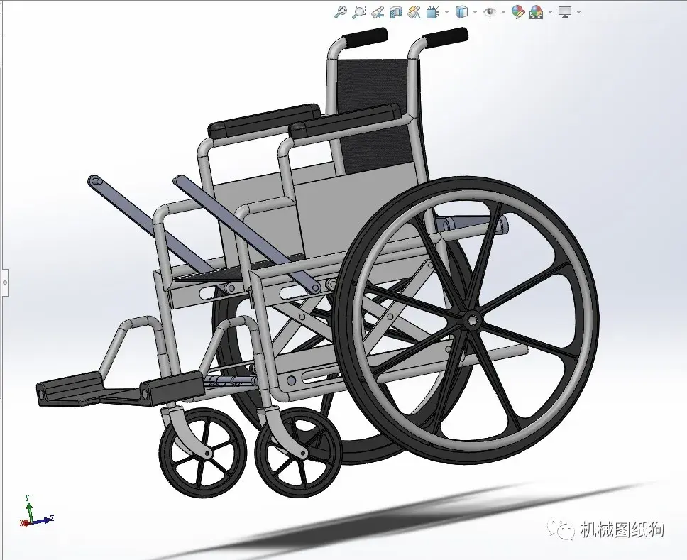 工程机械foldablewheelchair折叠轮椅简易模型3d图纸solidworks设计