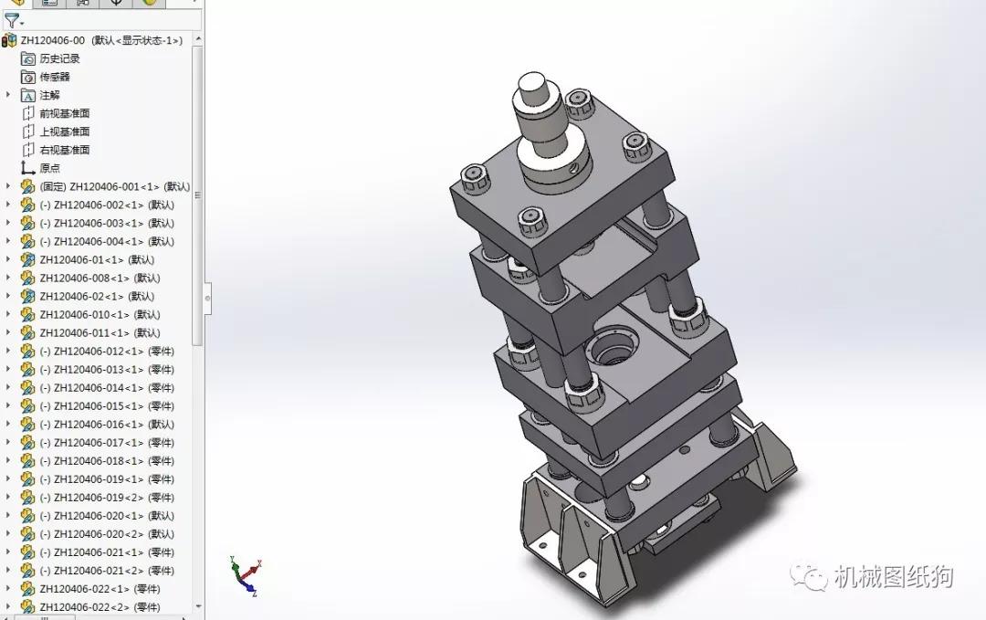 工程机械 40吨液压冲床机构3d模型图纸solidworks