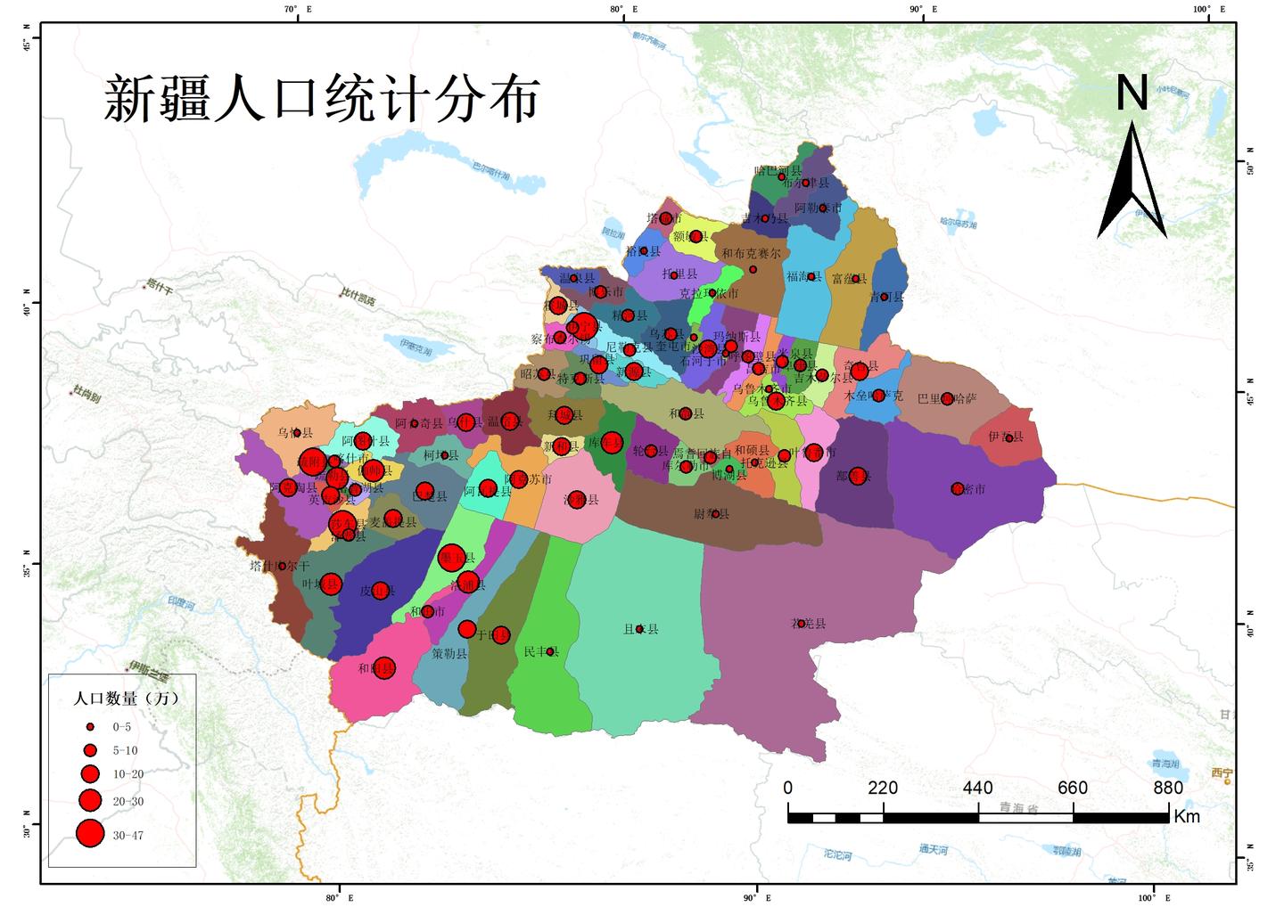 arcgis教程49专题图制作之人口地图2新疆行政区人口分布统计