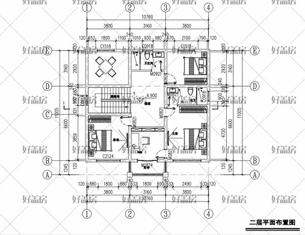 7x11米自建房图纸,7x11米自建房 二层三间农村别墅图片