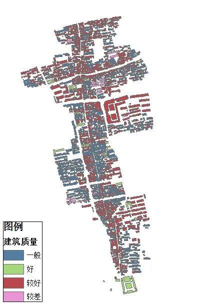 用arcmap软件生成的新场建筑质量空间分布图