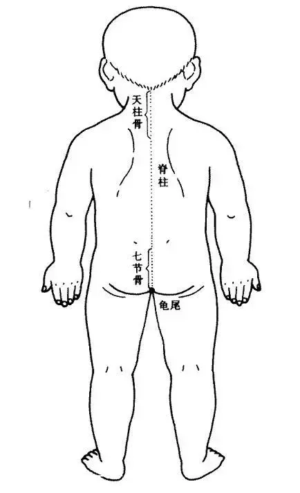 最后一个要介绍的手法叫做推七节骨.此穴位位于第四腰椎至尾椎骨端.