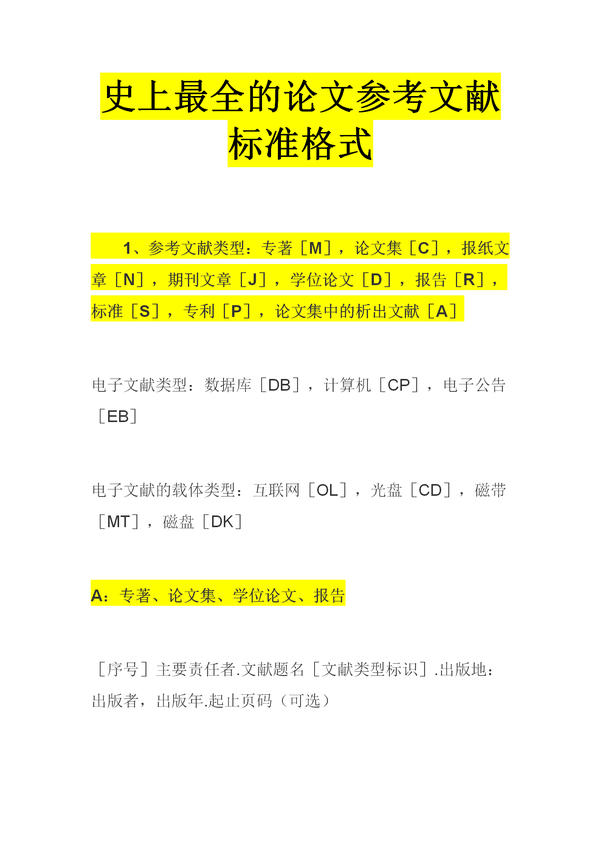 史上最全的论文参考文献标准格式