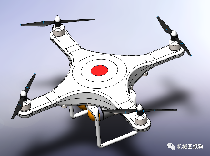 飞行模型uav四轴飞行无人机造型3d图纸solidworks设计