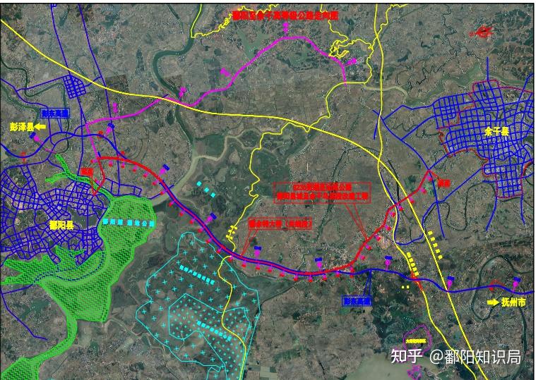 (鄱余高等级公路)路线起于鄱阳县城洪迈南大道(g236)与省道s208交叉口