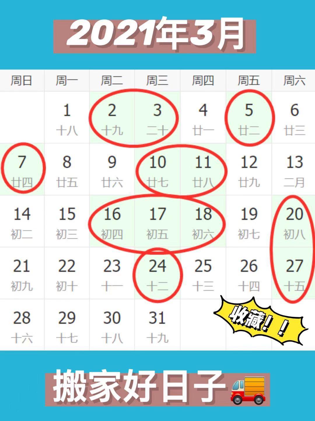 4 人 赞同了该文章 2021年3月适合搬家的黄道吉日一共有12天,这些吉日