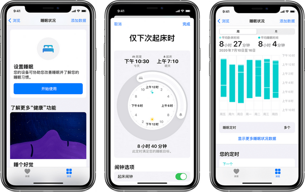 模式",在预定睡眠前 iphone 便会自动简化锁定画面,萤幕变暗并开启"