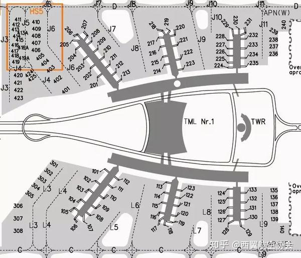 白云机场t1航站楼停机位分布 图源aip