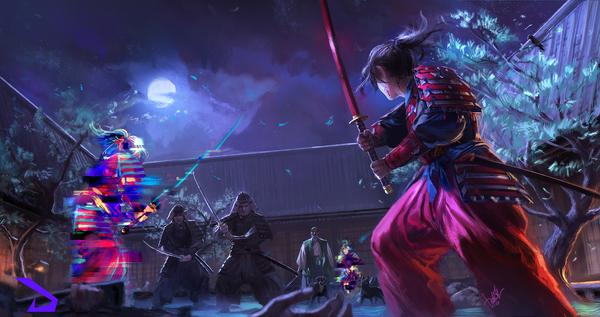 日本武士插画壁纸:剑未配妥,出门已是江湖.