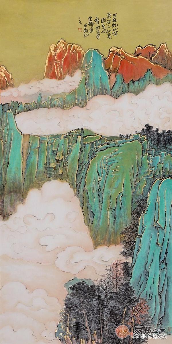 青绿国画 余静四尺竖幅新品《只在此山中 云深不知处》作品来源:易从