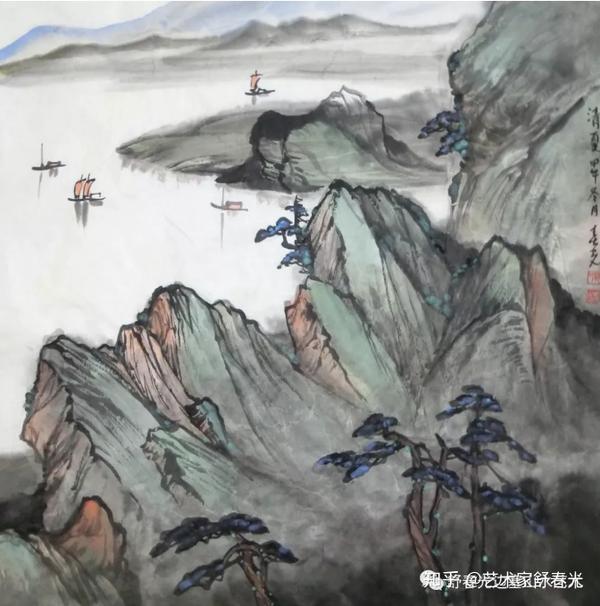 边塞画家舒春光青绿山水欣赏