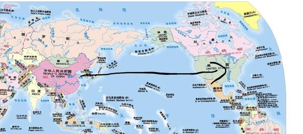 用竖版地图"美国在中国的北方"的实际意义在哪?