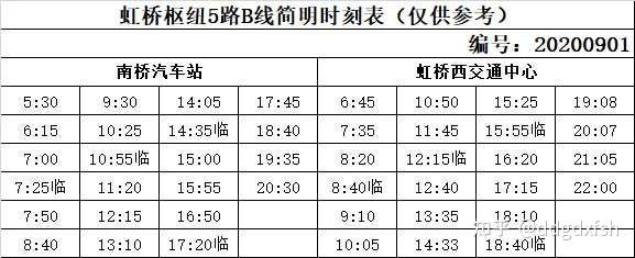 虹桥枢纽5路b线南桥几点发车