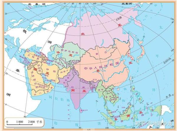 从气候类型的角度来看,亚洲是世界七大洲中 亚洲分区地图 亚洲东部地图片