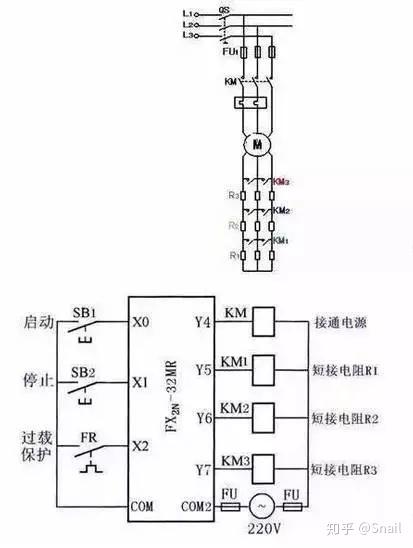 (a)主电路(b) plc的i/o接线图       电动机的自耦变压器降压启动的