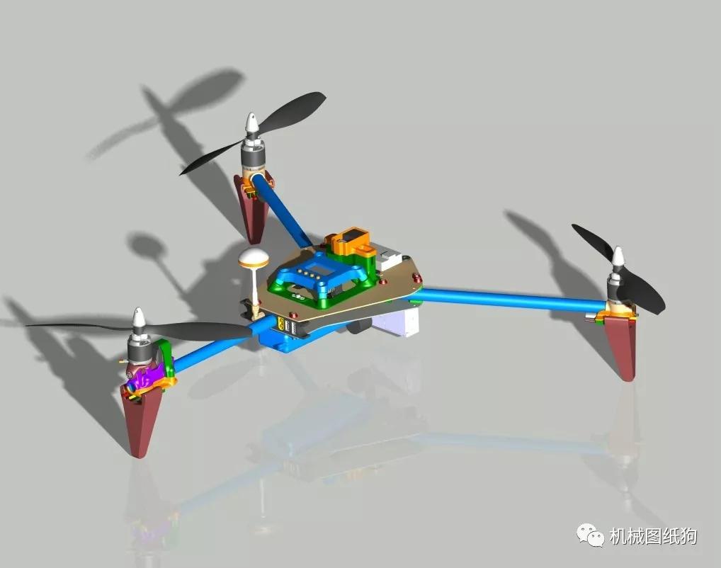 【飞行模型】660mm三轴旋翼无人机模型3d图纸 stp格式