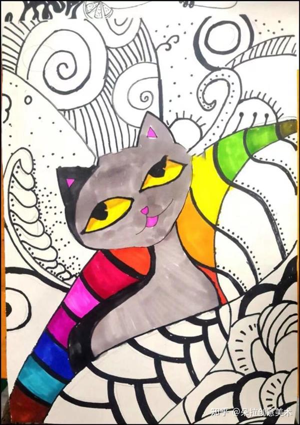 美术教程-马克笔水彩线描画《我的小猫咪》