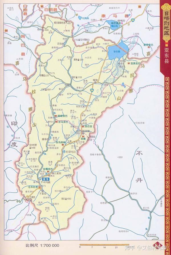 亚东县地图,最南边就是洞朗地区