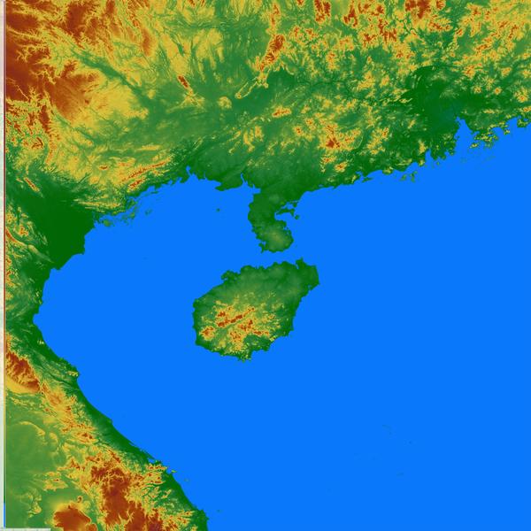 海南岛及周边地区地形图