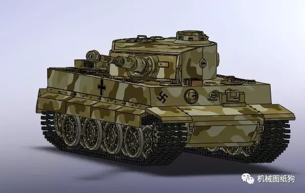 【其他车型】tiger-tank虎式坦克模型3d图纸 solidworks设计 附x_t