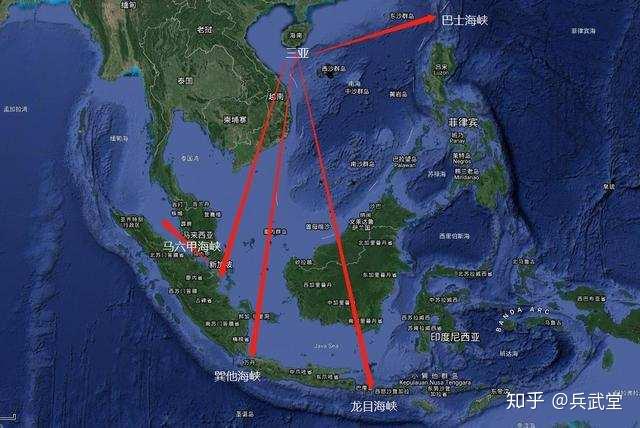 以航母编队20-25节航速结算,到达最远的菲律宾巽他海峡,龙目海峡直线